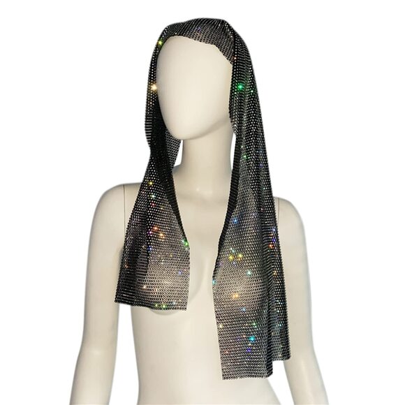 9822 Sparkly Rhinestone Mesh Headband Crystal Head Scarf Kerchiefs Turban main image 6